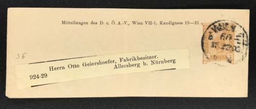 3 Heller Streifband Alpen Verein Wien - nach Nürnberg