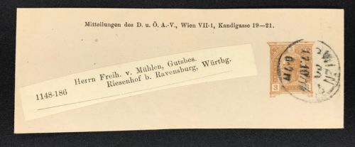 3 Heller Streifband Alpen Verein Wien - nach Riesenhof b. Ravensburg