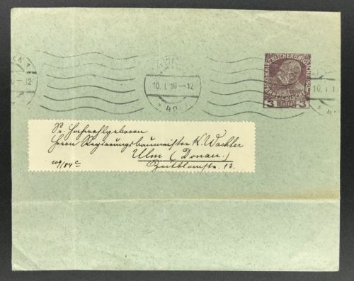 3 Heller Ganzsache Österreich 1910 Wien nach Ulm