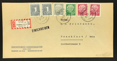 Bund Heuss Einschreiben Mischfrankatur Frankfurt 29.4.1959