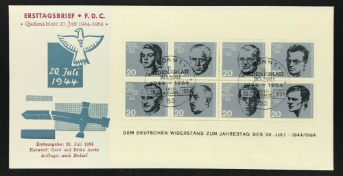 Bund Block 3 FDC Sonderstempel Bonn 1964