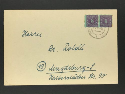 Alliierte Besetzung Sowj. Zone - Mecklenburg MeFr. Mi.Nr.10 waag. Paar -