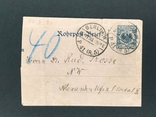 Rohrpost Brief Berlin 1893 siehe Bild