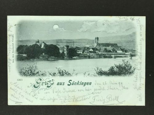 Mondscheinkarte Bad Säckingen - Gruss aus Säckingen 1899