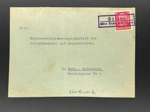 Dt. Reich Brief Vorderseite Stetne über Deutsch Liebau
