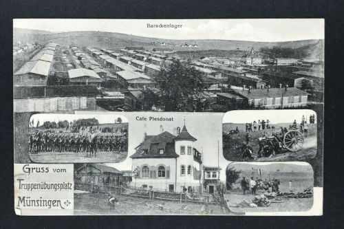 Ansichtskarte Gruss vom Truppenübungsplatz Münsingen 1913 n. Echterdingen