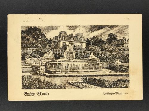AK Baden-Baden - Josefinen Brunnen 1924 nach Chicago USA