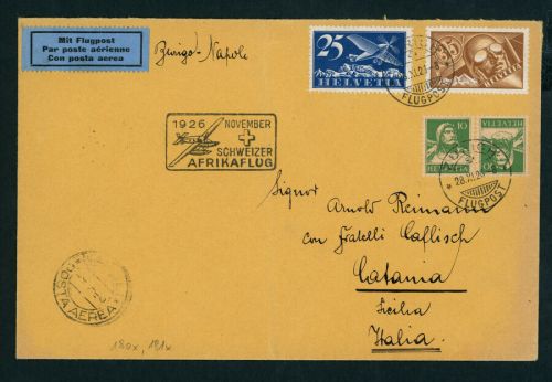 Schweiz Flugpost Schweizer Afrikaflug 1926 mit Michel Nummer 180+181