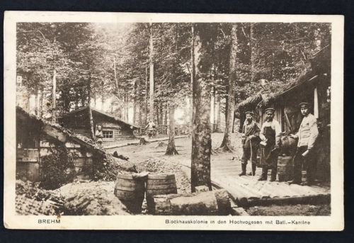 AK Feldpostkarte Blockhauskolonie in den Hochvogesen - Batl. Kantine 1915
