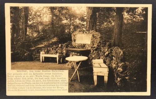 Ansichtskarte Weimar - Sitz hinter Goethes Gartenhaus - nicht gelaufen