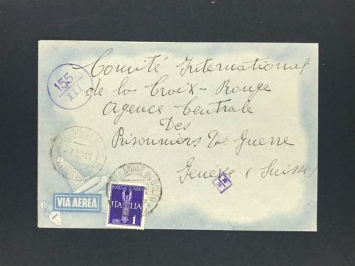 Italien Luftpostbrief Zensur Castellammare del Golfo an Internat. Komitee Genf