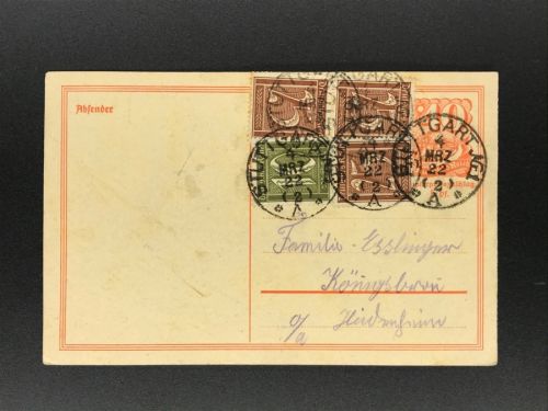 Infla Ganz. Papierzuschlag P153 +ZUF Stuttgart 4.3.1922