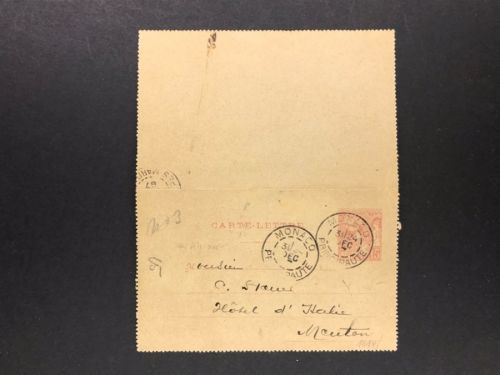 Monaco Ganzsache - nach Menton Italien 1924