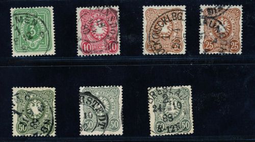 Deutsches Reich Lot aus Michel Nummer 39/44 gestempelt mit Farbtönen