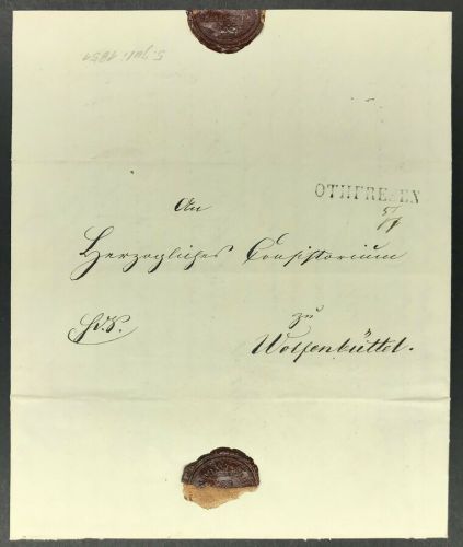 Vorphila Braunschweig - Bericht Superintendant Ostharingen n. Wolfenbüttel 1851