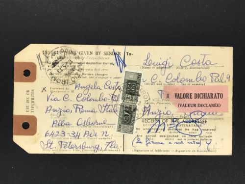 USA Wertsendung / Wertbrief Saint Petersburg Florida nach 1973 n. Rom
