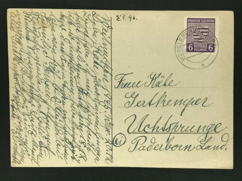 Alliierte Besetzung - Sowj. Zone Sachsen EF Wegeleben 1946