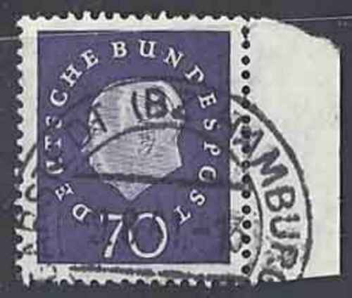 Bund Heuss Mi.Nr. 306 Einzelmarke mit Bogenrand gestempelt