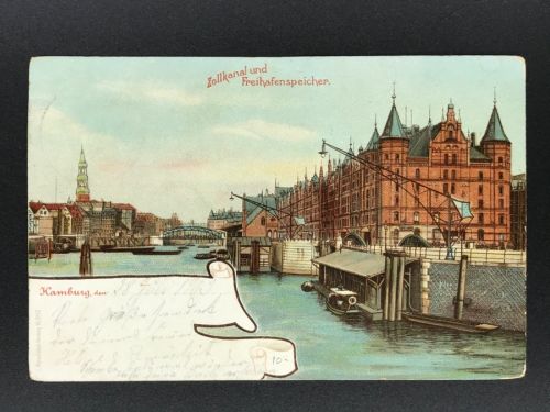 Ansichtskarte Hamburg - Zollkanal und Freihafenspeicher 1903