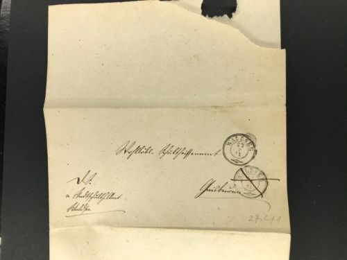 Württemberg Vorphila Briefhülle Waldsee Doppelverwendung 1871