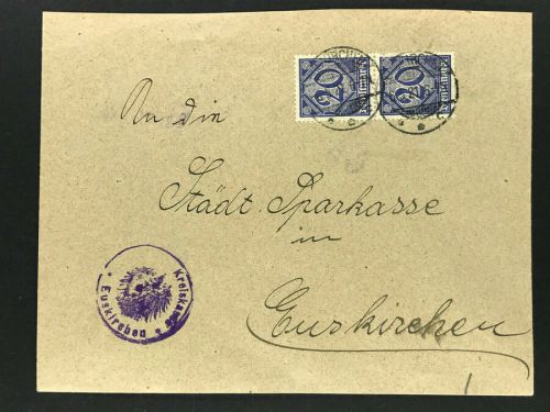 Dt. Reich Dienstbrief Mehrfachfrankatur Ortsbrief Euskirchen 1921
