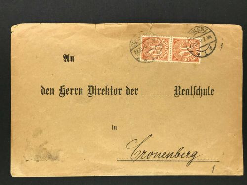 Dt. Reich Dienstbrief MeFr. Koblenz an Direktior Realschule Cronenberg 1920