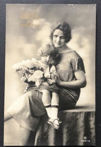 Foto AK Glückwunsch zum Geburtag 1927 gelaufen Bahnpost Hamburg Stettin