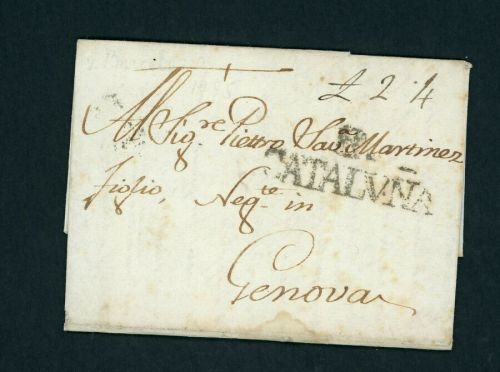 Vorphilatelie Brief Barcelona 1785 nach Genua