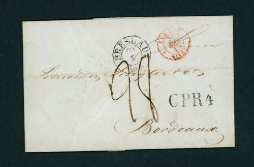 Vorphilatelie Brief Breslau nach Bordeaux 1846