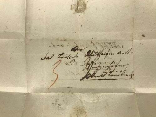 Württemberg Vorphila Briefhülle Waldsee 1845 Doppelverwendung