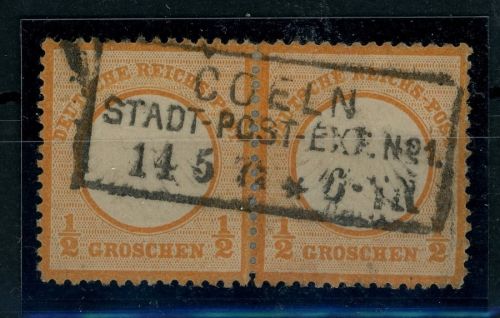 Deutsches Reich Michel Nummer 14 waagerechtes Paar Stempel Coeln