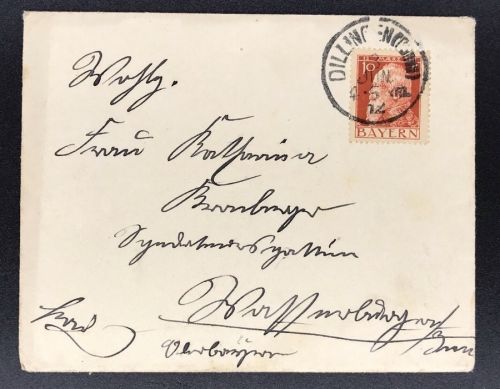 Bayern Einzelfrankatur 1905 Dillingen