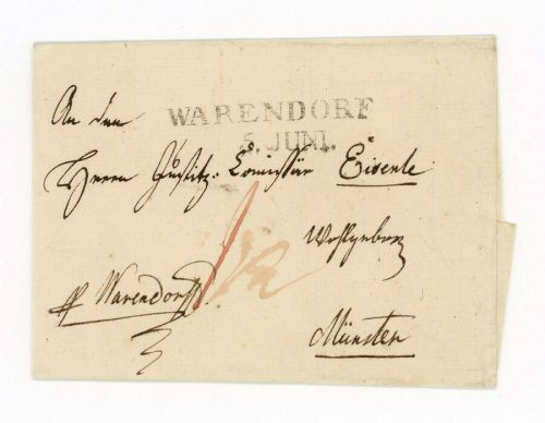 Vorphilatelie Briefhülle Warendorf nach Münster