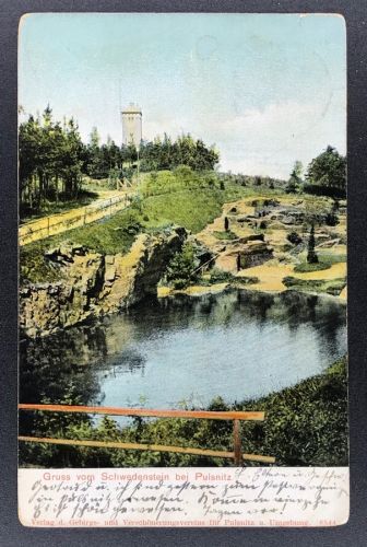 Ansichtskarte Pulsnitz - Gruss vom Schwedenstein 1907