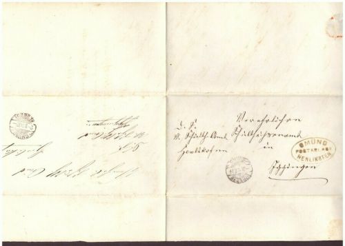 Postablage/ Dienstsache mit zweimaliger Verwendung Teggingen - Herlikofen 1874