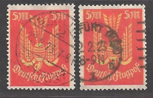 Deutsches Reich Mi.Nr. 218 FI Abart + 218 Vergleichsstück gestempelt geprüft