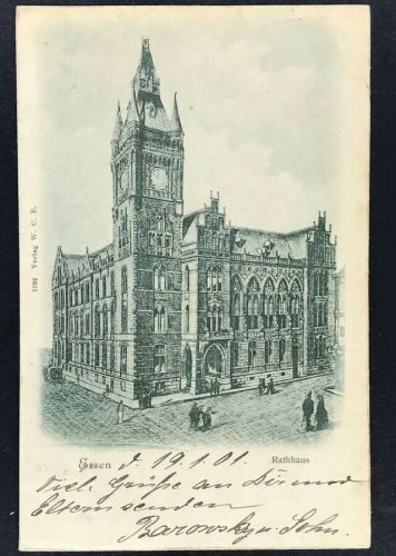 Ansichtskarte Essen -Rathaus 1901 nach Berlin