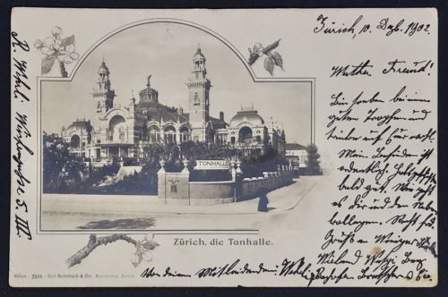 AK Zürich die Tonhalle 1902 gelaufen nach Wald