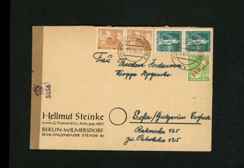 Berlin Michel Nummer 36 Mischfrankatur - mit britischem Zensurstempel n. Sofia
