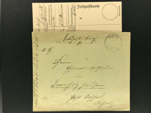 Feldpostbrief mit innenliegender Karte I.WK Feldpost Nr. 687 - 14.1.1918