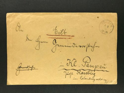 Eil Feldpostbrief Toddin n. Klein Pampau Kgl. Preussisches Husaren Reg. No.16