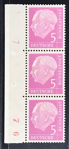 Bund Michel Nummer 179 y Druckerzeichen 7 postfrisch