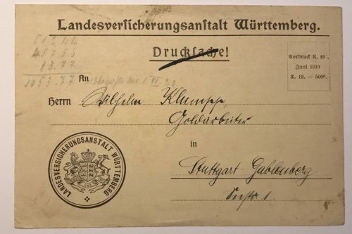 Dt. Reich Postkarte Landesversicherungsanstalt Stuttgart 1.7.1920 siehe Bild