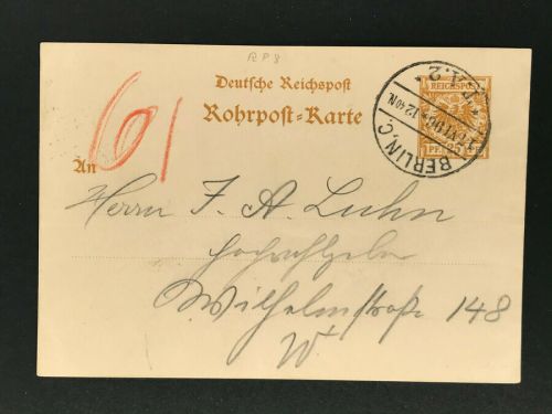 Rohrpost Karte Berlin 1896