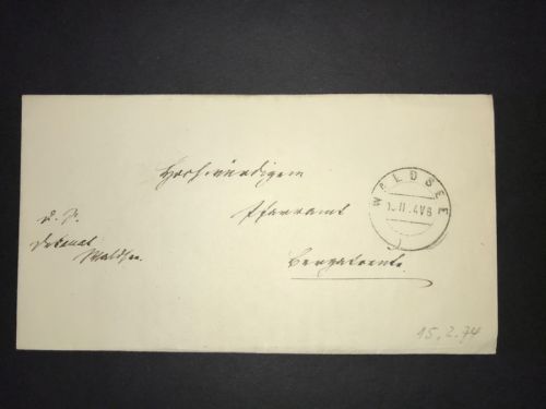 Württemberg Briefhülle Waldsee 1874