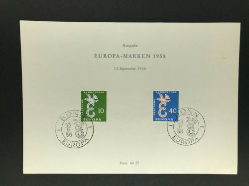 Bund Michel Nummer 295-296 SB Sonderblatt 1958