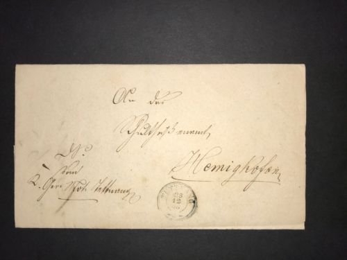 Württemberg Vorphila Tettnang nach Hemighofen 1868 Doppelverwendung