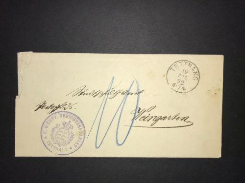Württemberg Briefhülle Gerichtsnotariat Tettnang 1892 n. Weingarten
