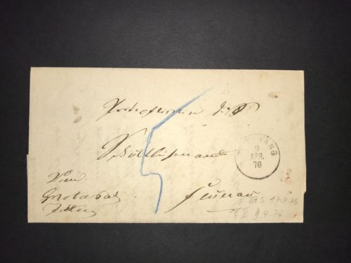 Württemberg Briefhülle Tettnang 1876 Doppelverwendung