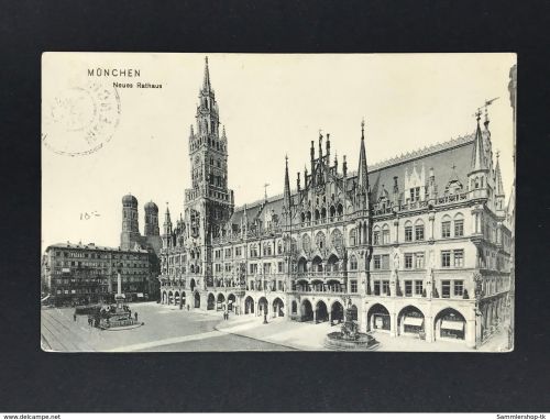 Ansichtskarte München Neues Rathaus 1909 nach Portland USA
